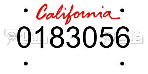 0183056 California License Plate