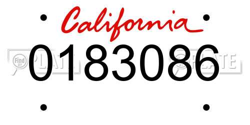 0183086 California License Plate