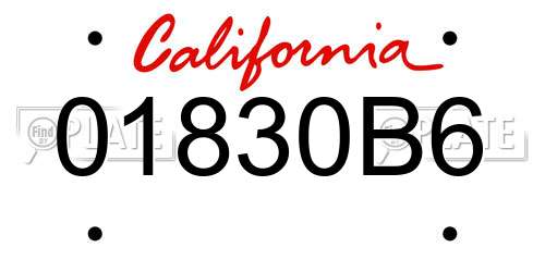 01830B6 California License Plate