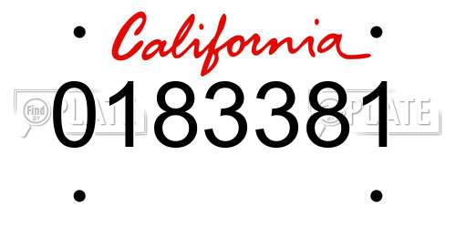 0183381 California License Plate