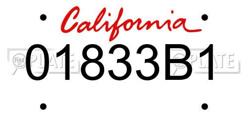 01833B1 California License Plate