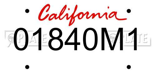 01840M1 California License Plate