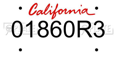 01860R3 California License Plate
