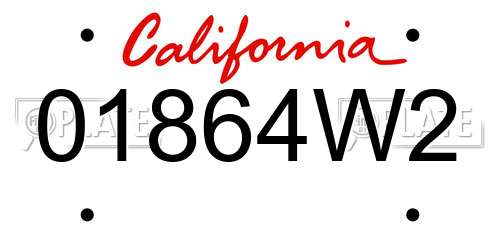 01864W2 California License Plate