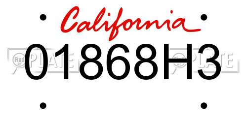 01868H3 California License Plate