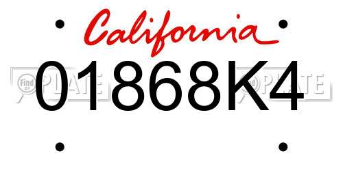 01868K4 California License Plate