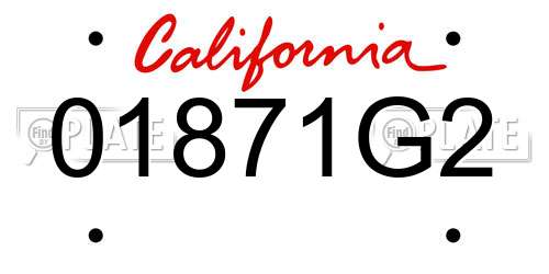 01871G2 California License Plate