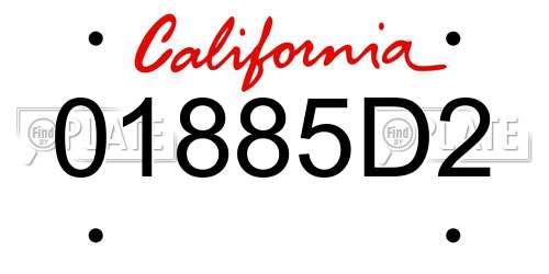 01885D2 California License Plate