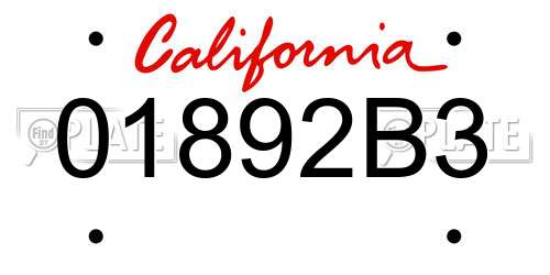 01892B3 California License Plate