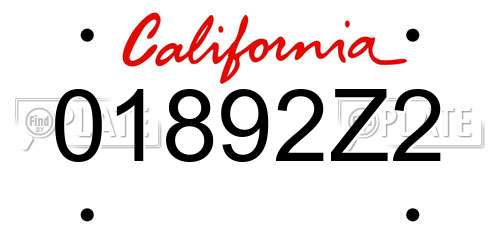 01892Z2 California License Plate