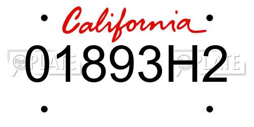 01893H2 California License Plate