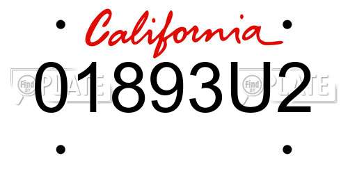 01893U2 California License Plate