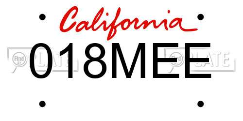 018MEE California License Plate
