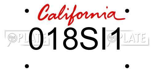 018SI1 California License Plate