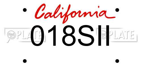 018SII California License Plate