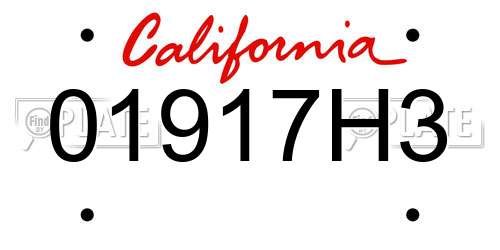 01917H3 California License Plate