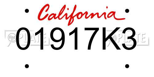 01917K3 California License Plate