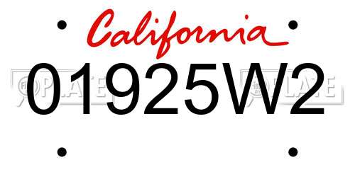 01925W2 California License Plate