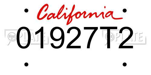 01927T2 California License Plate