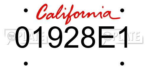 01928E1 California License Plate