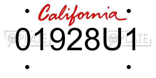 01928U1 California License Plate