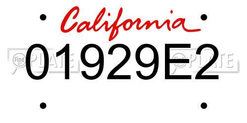 01929E2 California License Plate