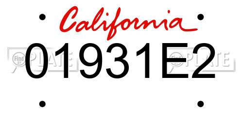 01931E2 California License Plate