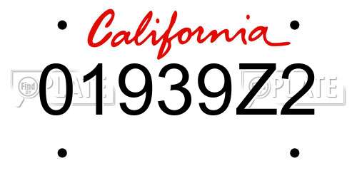 01939Z2 California License Plate
