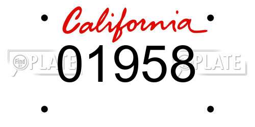 01958 California License Plate