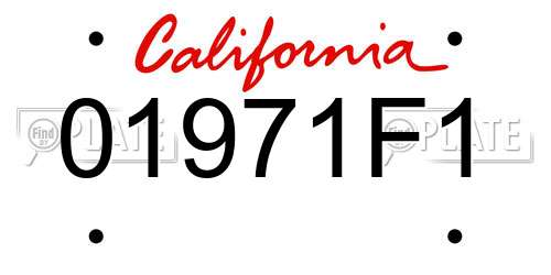 01971F1 California License Plate