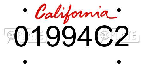 01994C2 California License Plate
