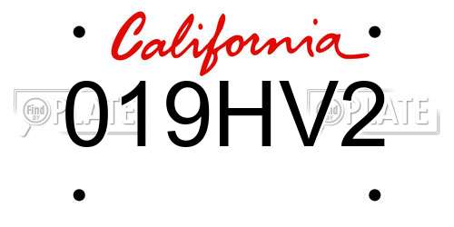 019HV2 California License Plate