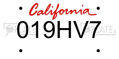 019HV7 California License Plate
