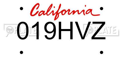 019HVZ California License Plate