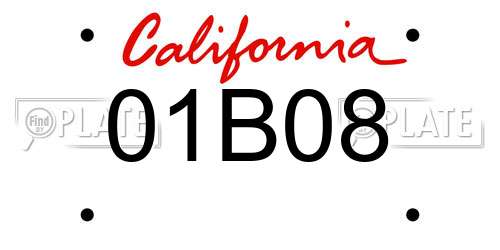 01B08 California License Plate