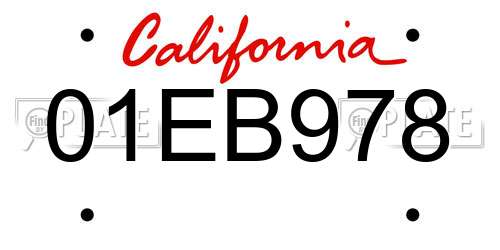 01EB978 California License Plate