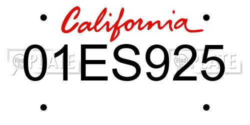 01ES925 California License Plate