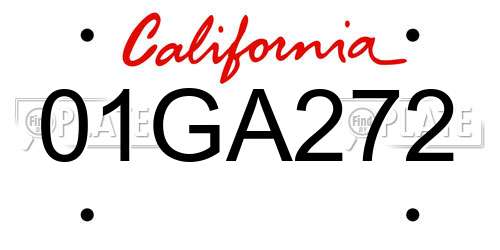01GA272 California License Plate