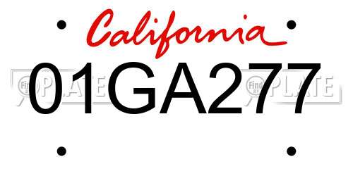 01GA277 California License Plate