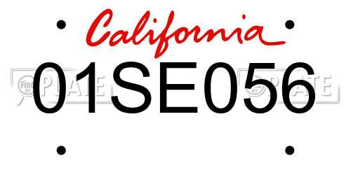 01SE056 California License Plate