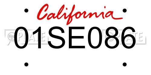 01SE086 California License Plate