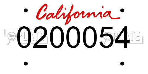 0200054 California License Plate