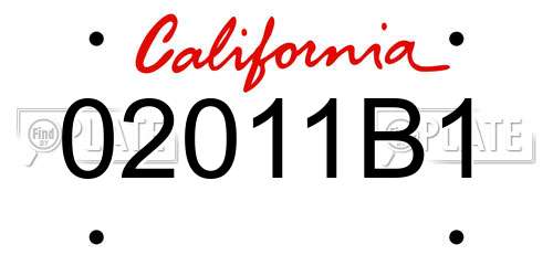 02011B1 California License Plate