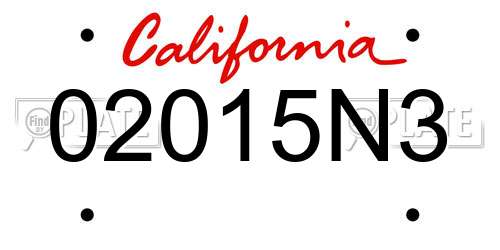 02015N3 California License Plate