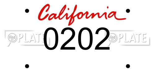0202 California License Plate