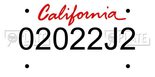 02022J2 California License Plate