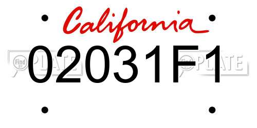 02031F1 California License Plate