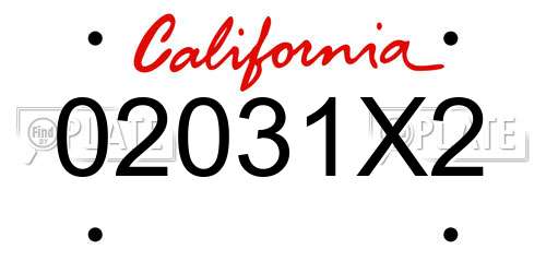 02031X2 California License Plate