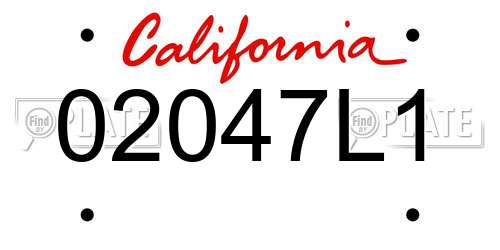 02047L1 California License Plate