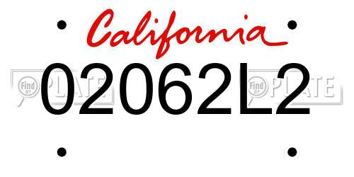 02062L2 California License Plate